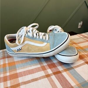 Vans Women's Light Blue and Cream Sneakers